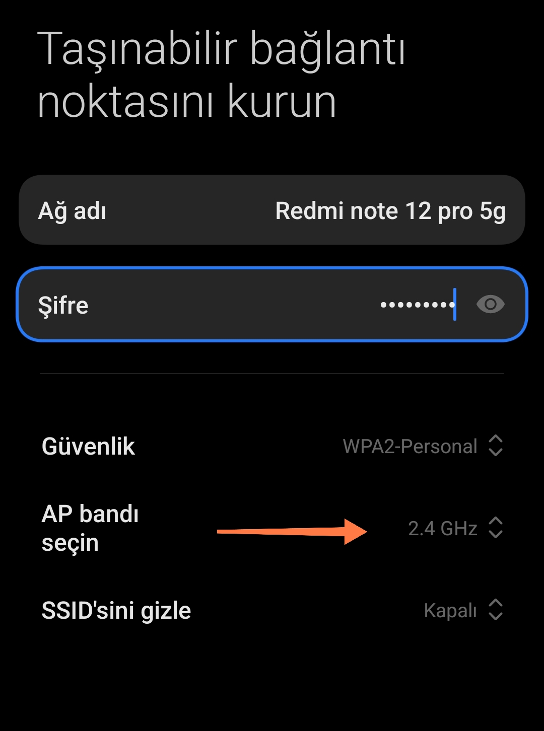 Smartphone Hotspot Settings